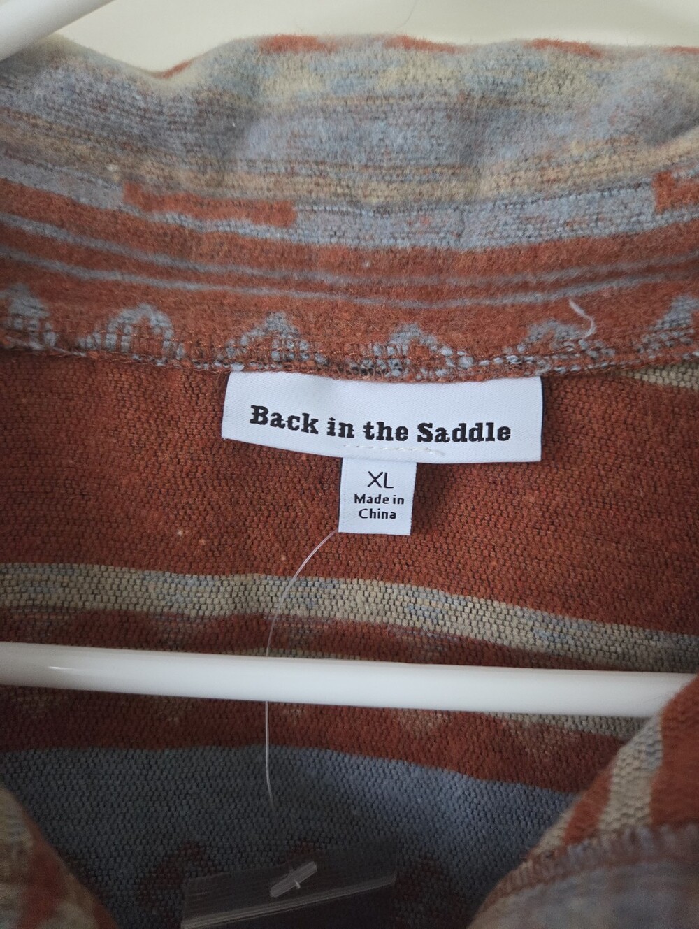Back In The Saddle  Aztec-Pattern Button-Front Shacket in Rust Size XL - Picture 6 of 9